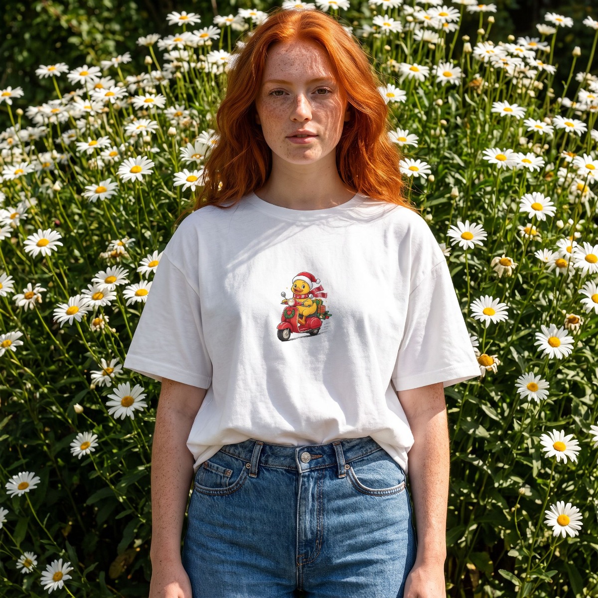Christmas Duck on Scooter Graphic Tee